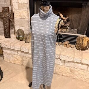 Old Navy Gray and White Striped Midi Dress